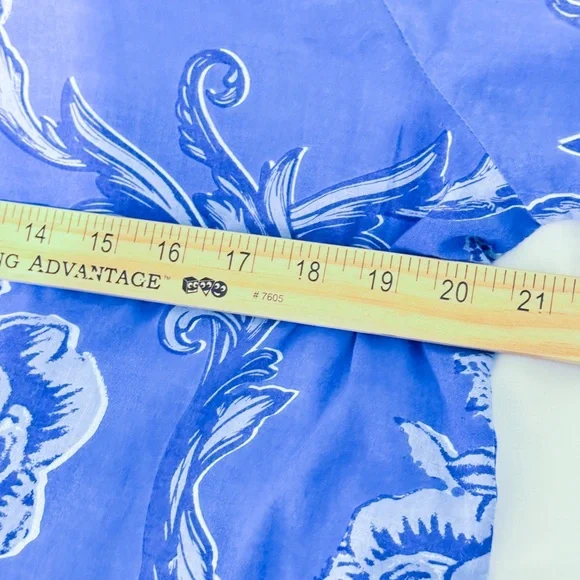 Anthropologie Ro’s Garden Blue Floral Button-Up Blouse Boho Chic Sz L Tunic Top - Picture 9 of 9